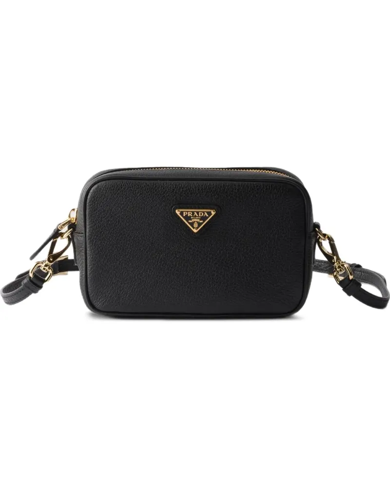 Prada Mini Umhängetasche aus Leder - Schwarz Schwarz