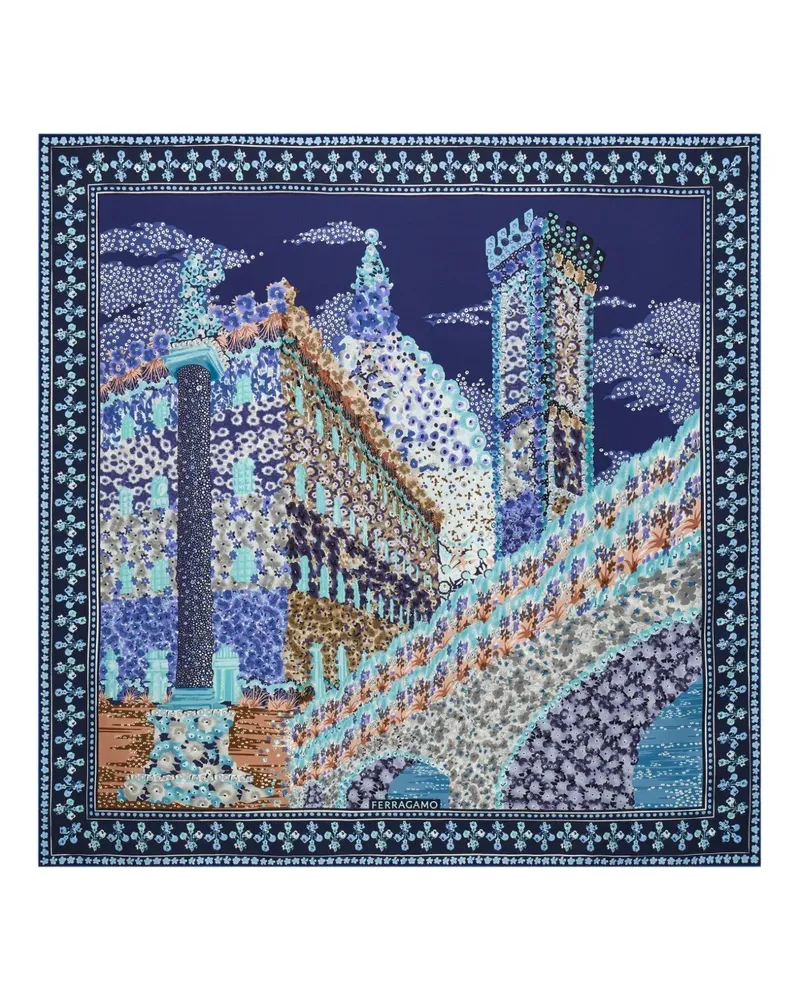 Ferragamo Seidenschal mit Palazzo-Print - Blau Blau