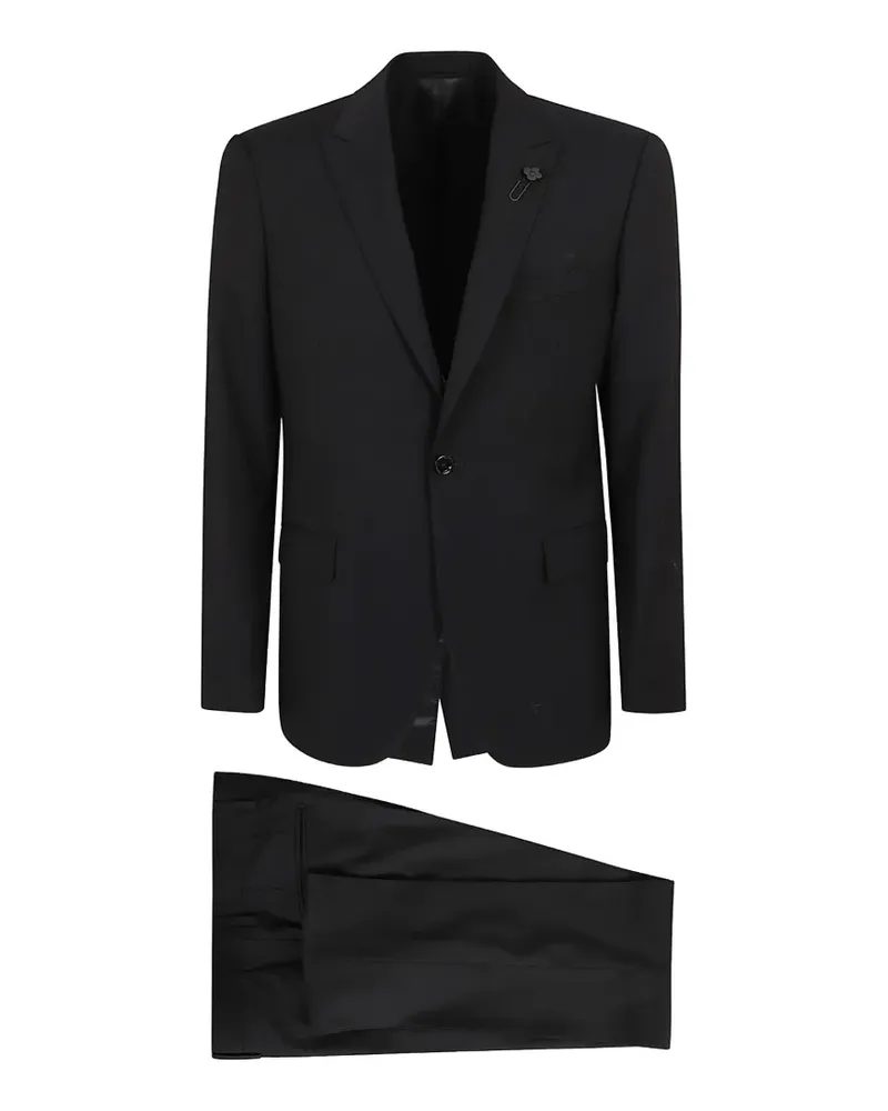 LARDINI flower-pin suit - Schwarz Schwarz