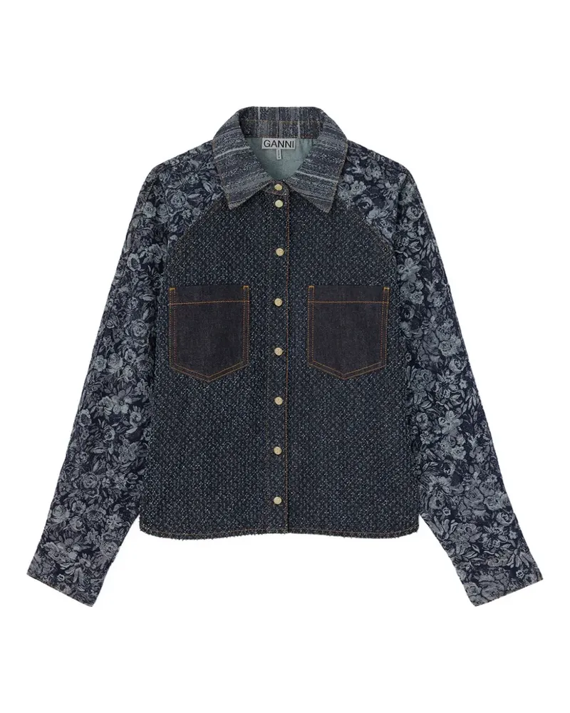 Ganni Jeanshemd im Patchwork-Look - Blau Blau