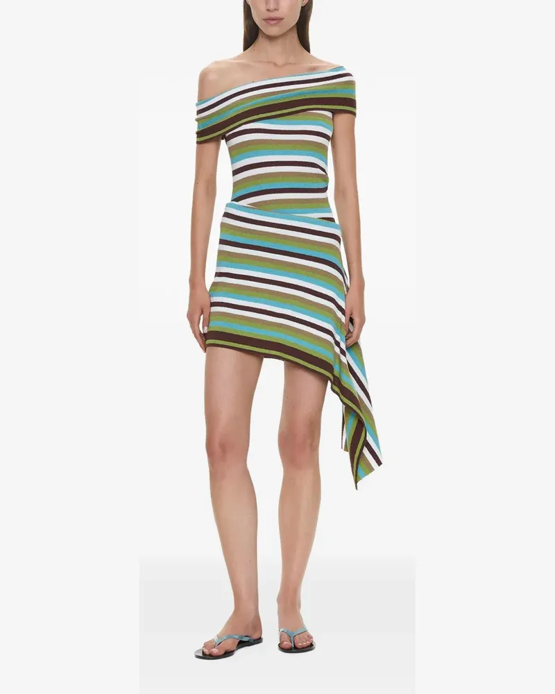 Christopher Esber stripe-knit draped mini dress - Weiß Weiß