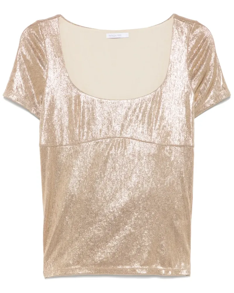 Patrizia Pepe Foliertes T-Shirt - Gold Gold