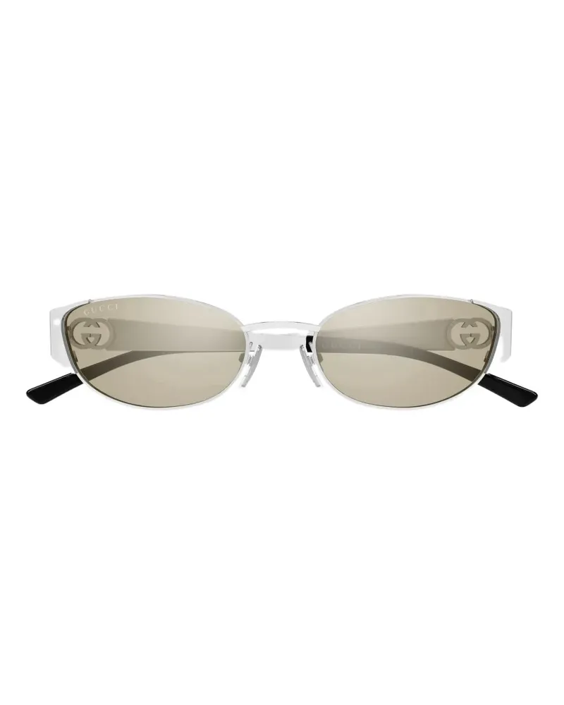 Gucci GG Sonnenbrille mit ovalem Gestell - Silber Silber