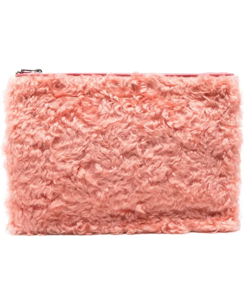 Miu Miu Shearling-Clutch mit Reißverschluss - Rosa Rosa