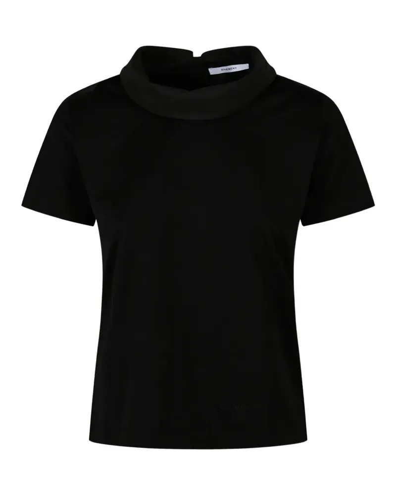 Givenchy cowl-neck logo-embroidered T-shirt - Schwarz Schwarz