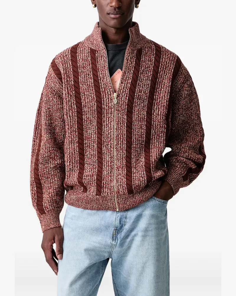 Drôle de Monsieur Cardigan mit Zopfmuster - Rot Rot
