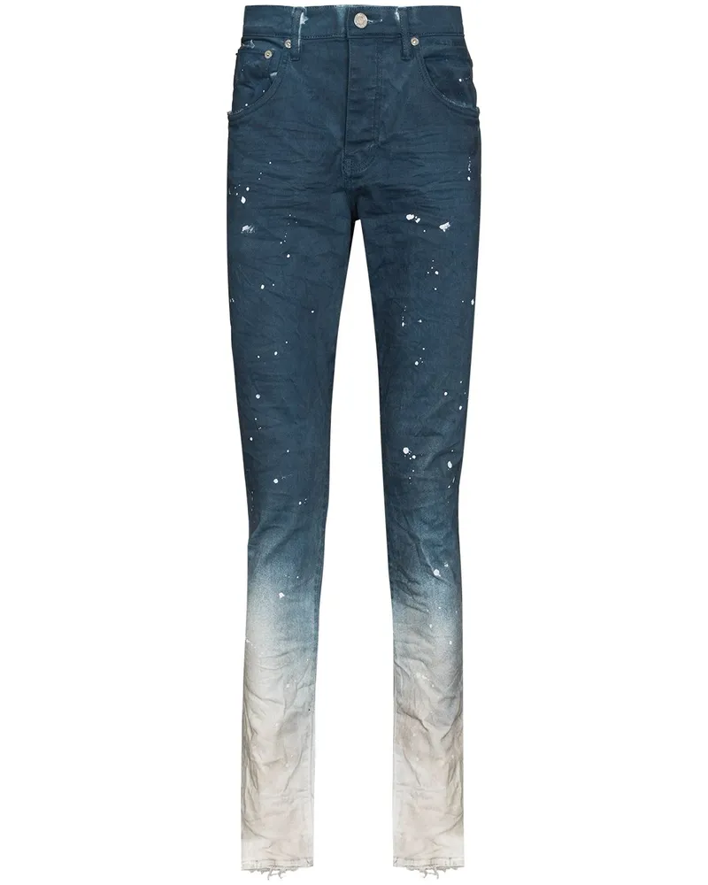 PURPLE BRAND Gerade Jeans mit Farbklecks-Print - Blau Blau