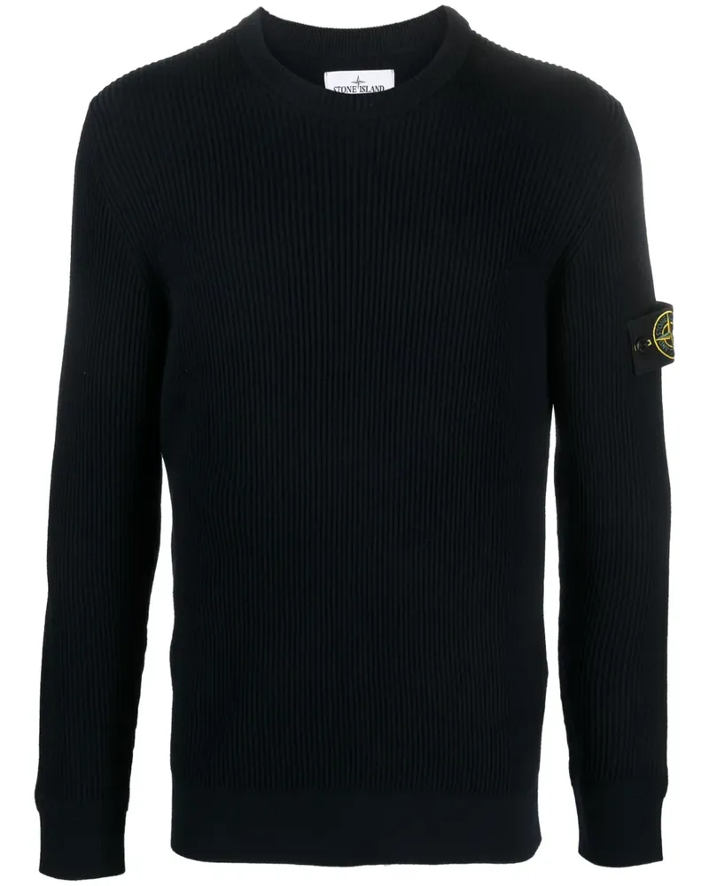Stone Island Gerippter Pullover mit Kompass - Blau Blau