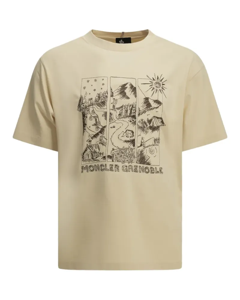 Moncler T-Shirt mit grafischem Print - Nude Nude