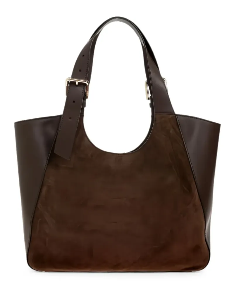 Furla suede-panelled shoulder bag - Braun Braun