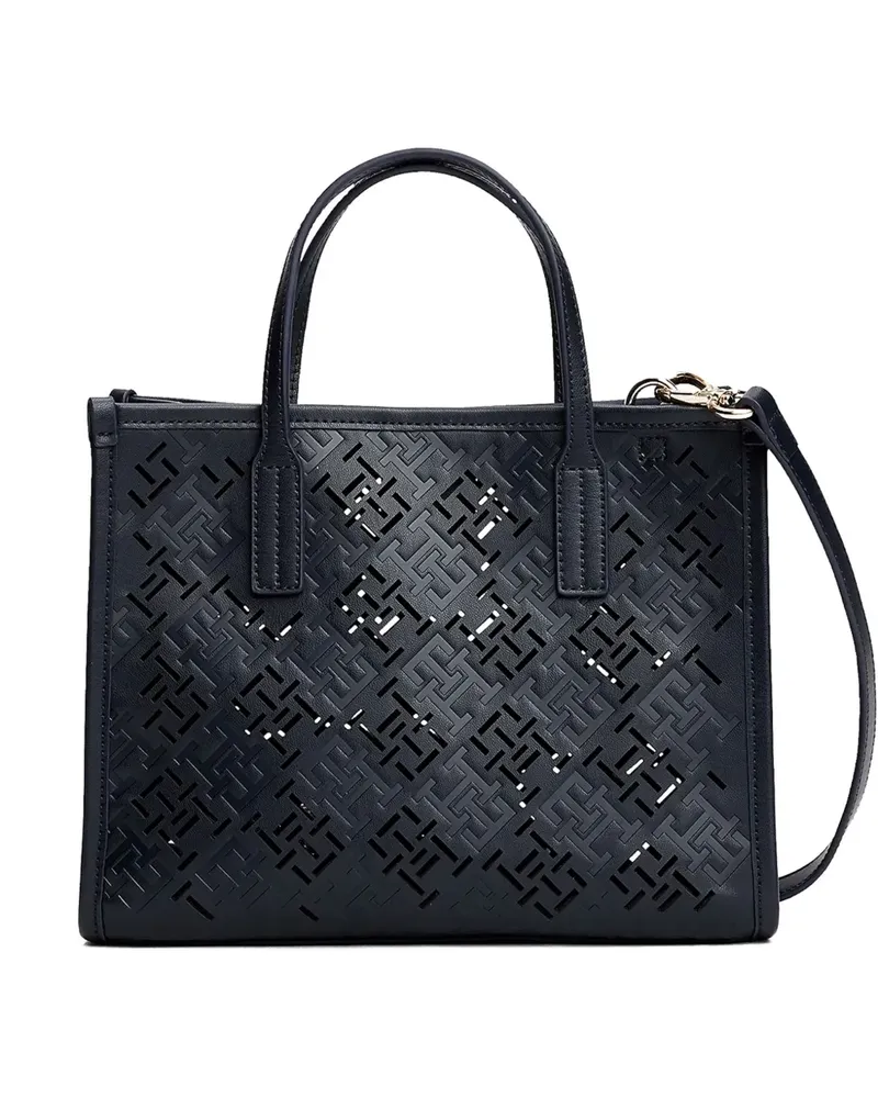 Tommy Hilfiger City TH Monogram Tote Bag mit Cut-Out - Blau Blau