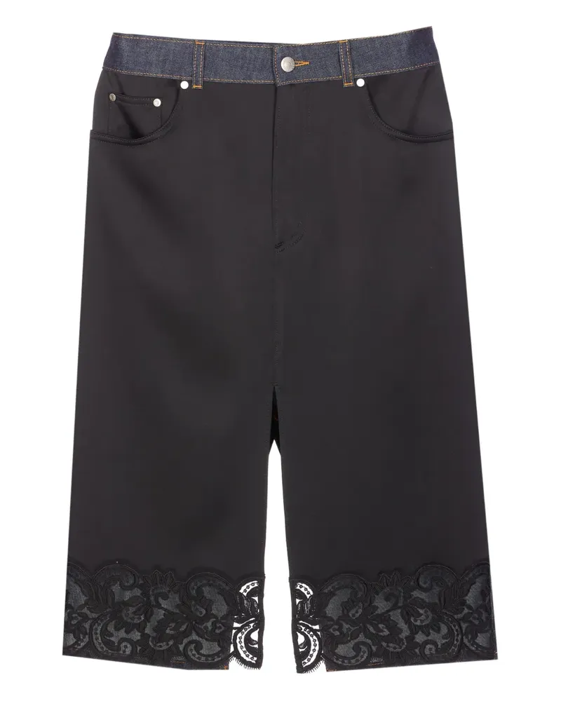 Stella McCartney lace-trim midi skirt - Schwarz Schwarz