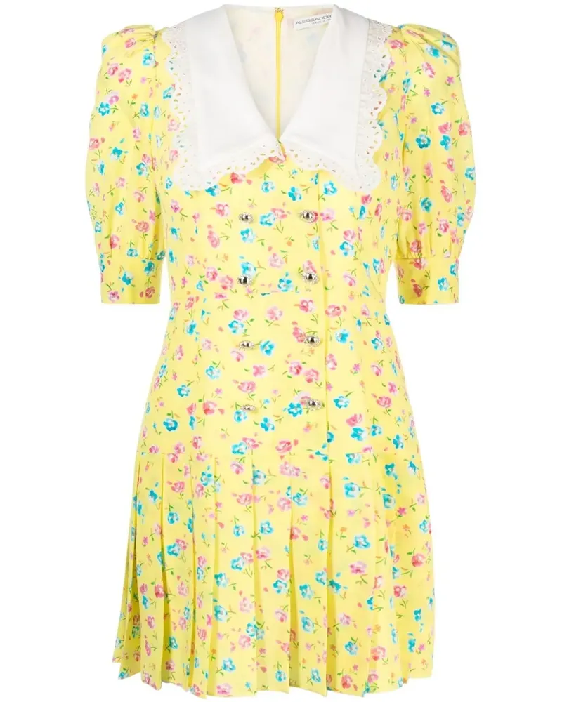 Alessandra Rich Minikleid mit Blumen-Print - Gelb Gelb