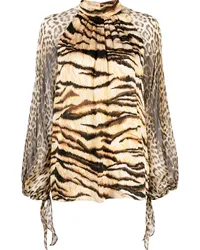 Roberto Cavalli Bluse mit Animal-Print Nude