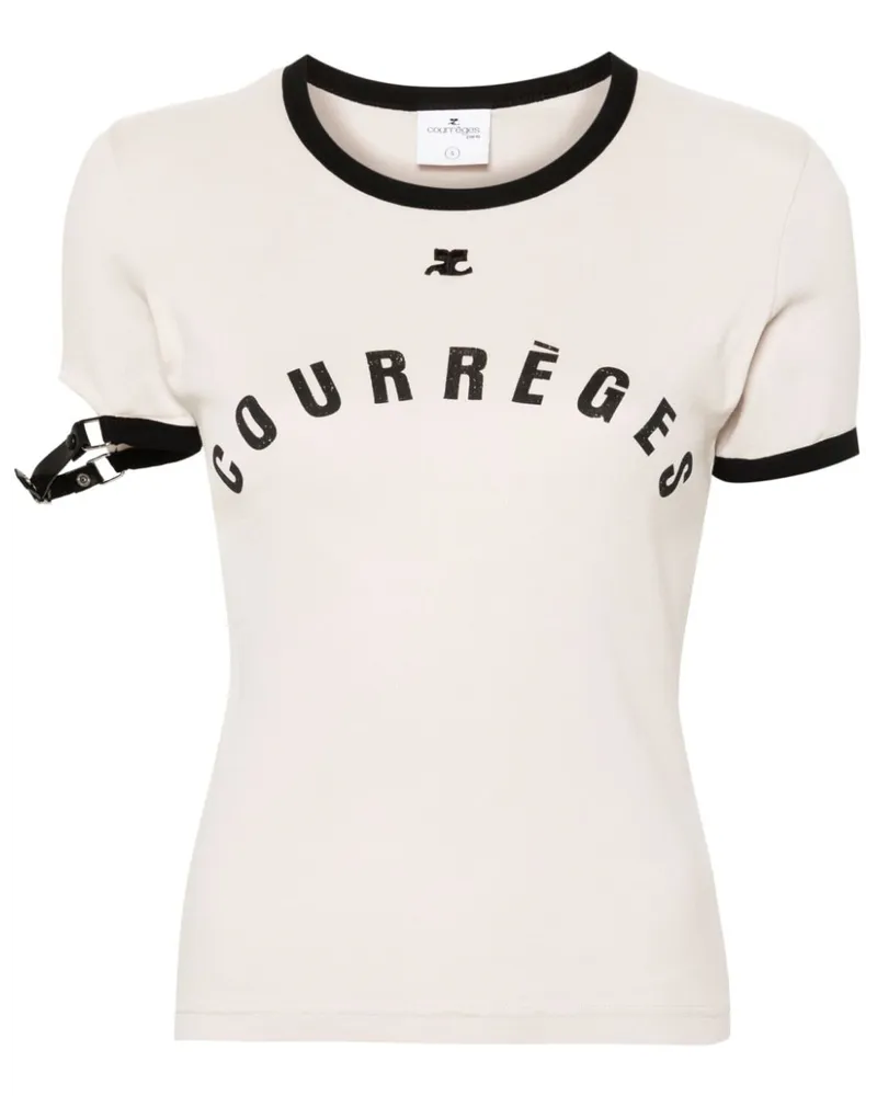 Courrèges T-Shirt mit Schnalle Nude