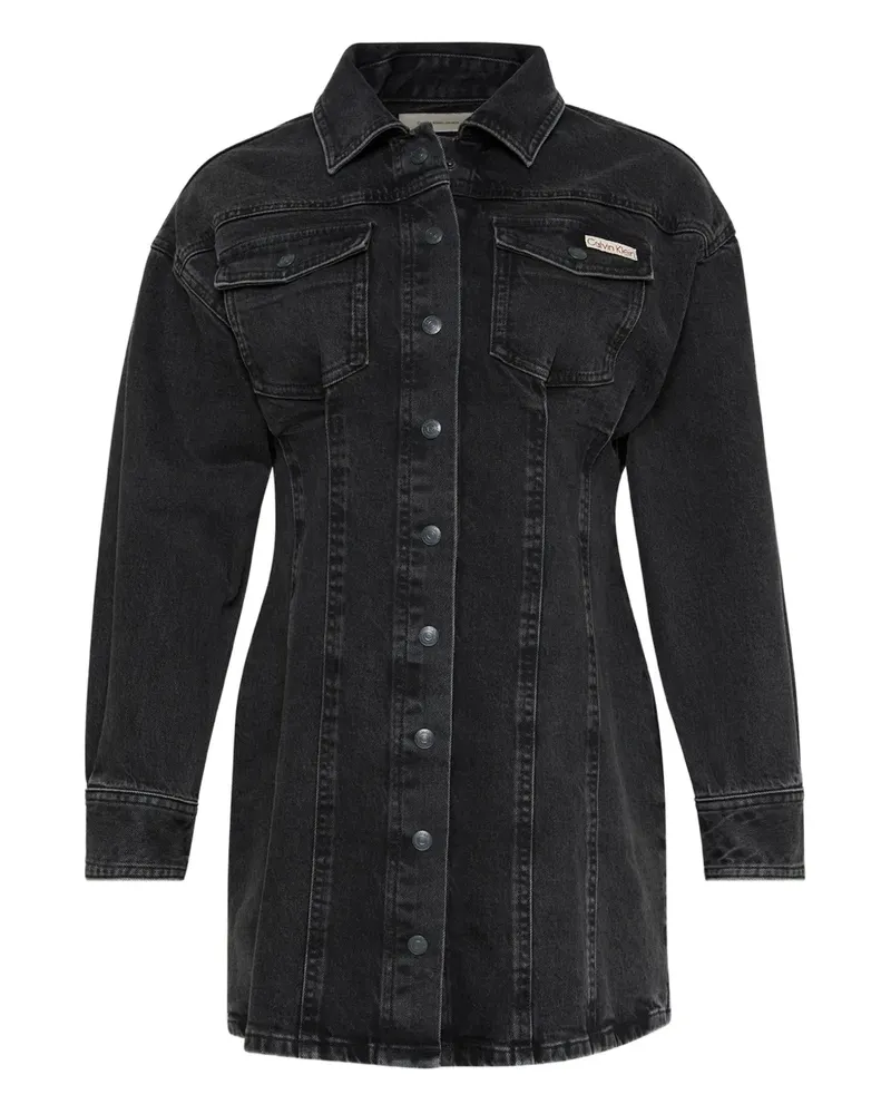 Calvin Klein denim shirt mini dress - Schwarz Schwarz