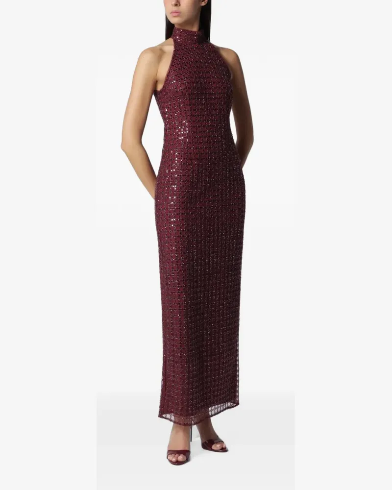 ROTATE Birger Christensen beaded maxi dress bordeaux Rot
