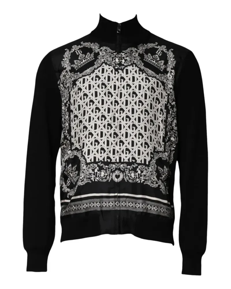 Dolce & Gabbana Pullover mit Reißverschluss und Bandana-Print - Schwarz Schwarz