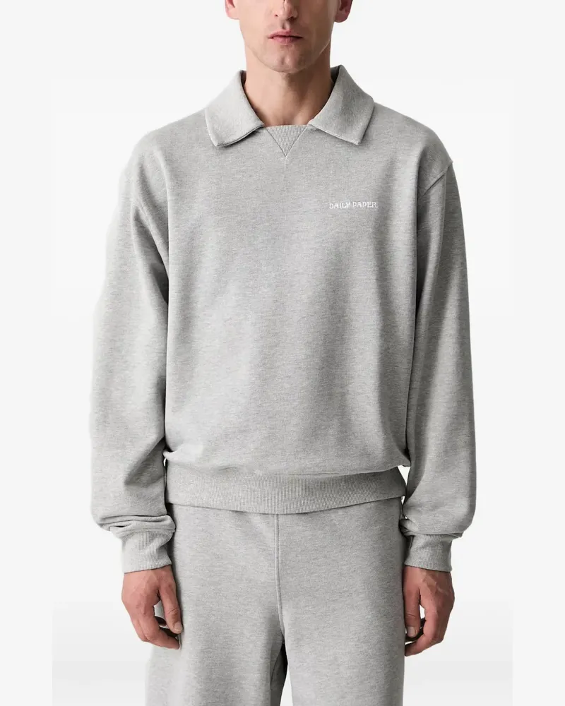 Daily Paper Oversized-Pullover mit Hemdkragen und Brustdetail - Grau Grau