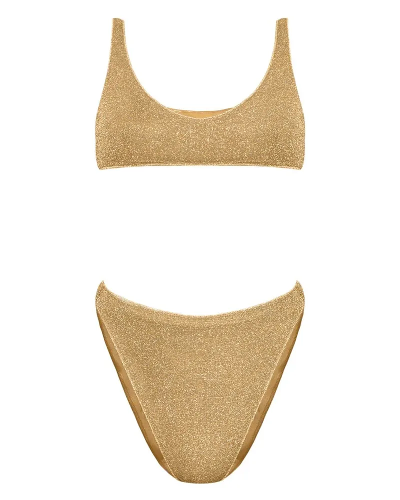 Oséree Lumiere Sporty 90s Lurex-Bikini Gold