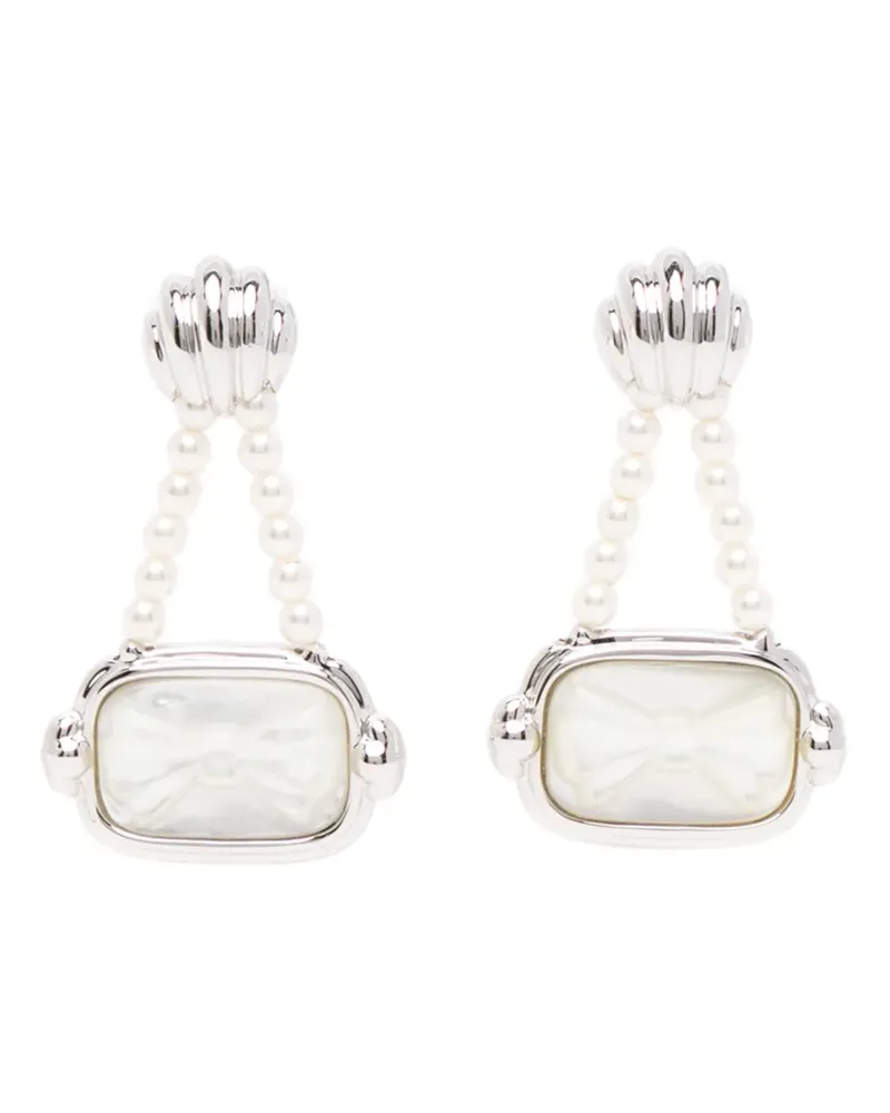 SHUSHU/TONG Hängeohrringe mit Schleife und Kunstperlen - Silber Silber