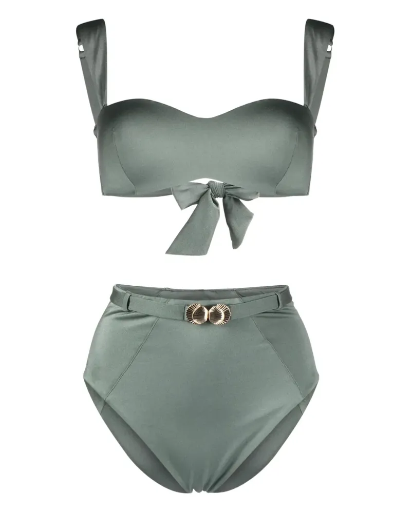 Noire Swimwear Bikini mit Muschelanhänger - Grün Grün