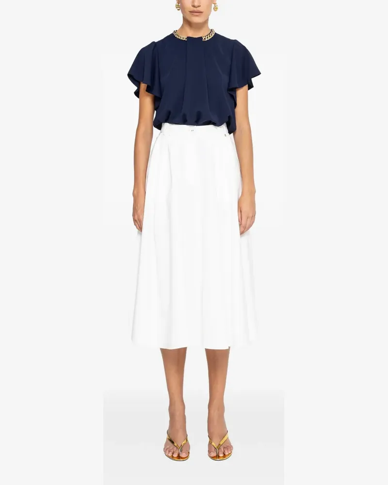 NISSA high-waisted cotton midi skirt - Weiß Weiß
