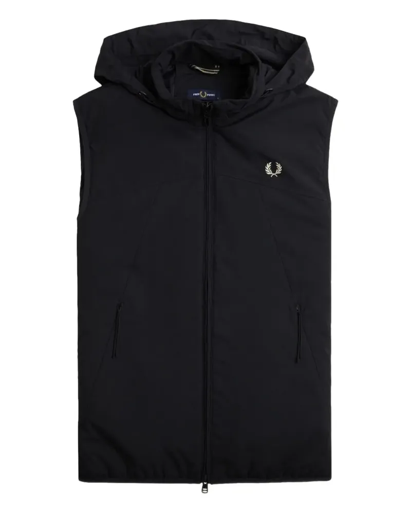 Fred Perry zip hooded gilet - Schwarz Schwarz