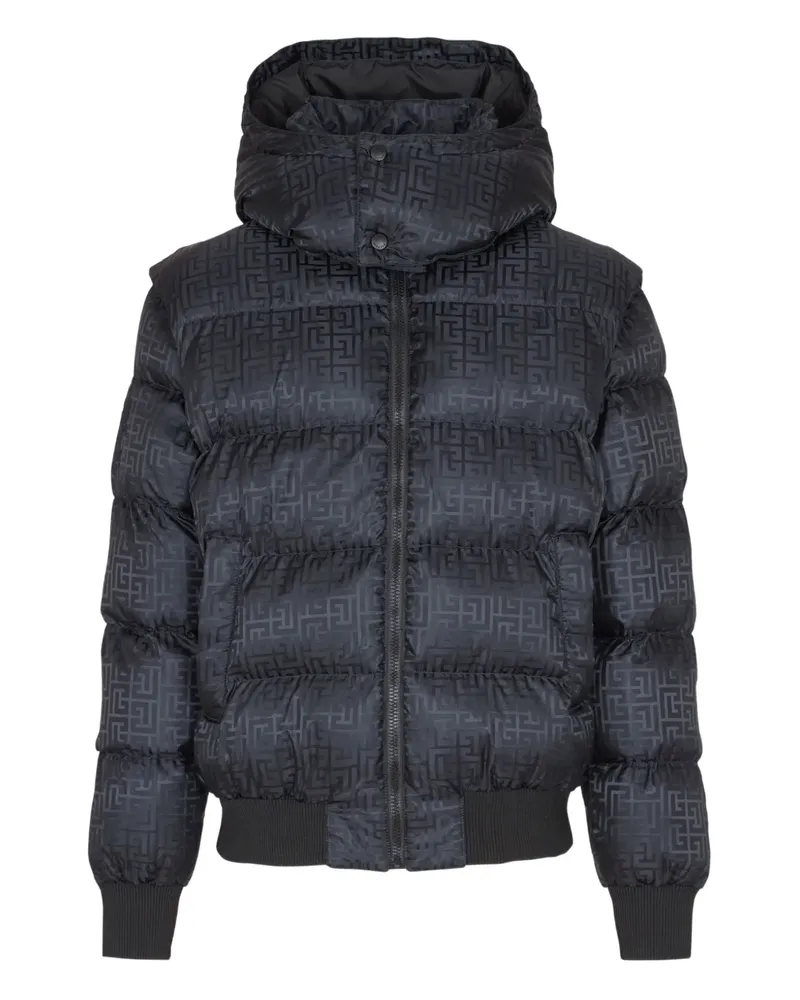 Balmain Gefütterte Jacke aus Monogramm-Jacquard - Schwarz Schwarz