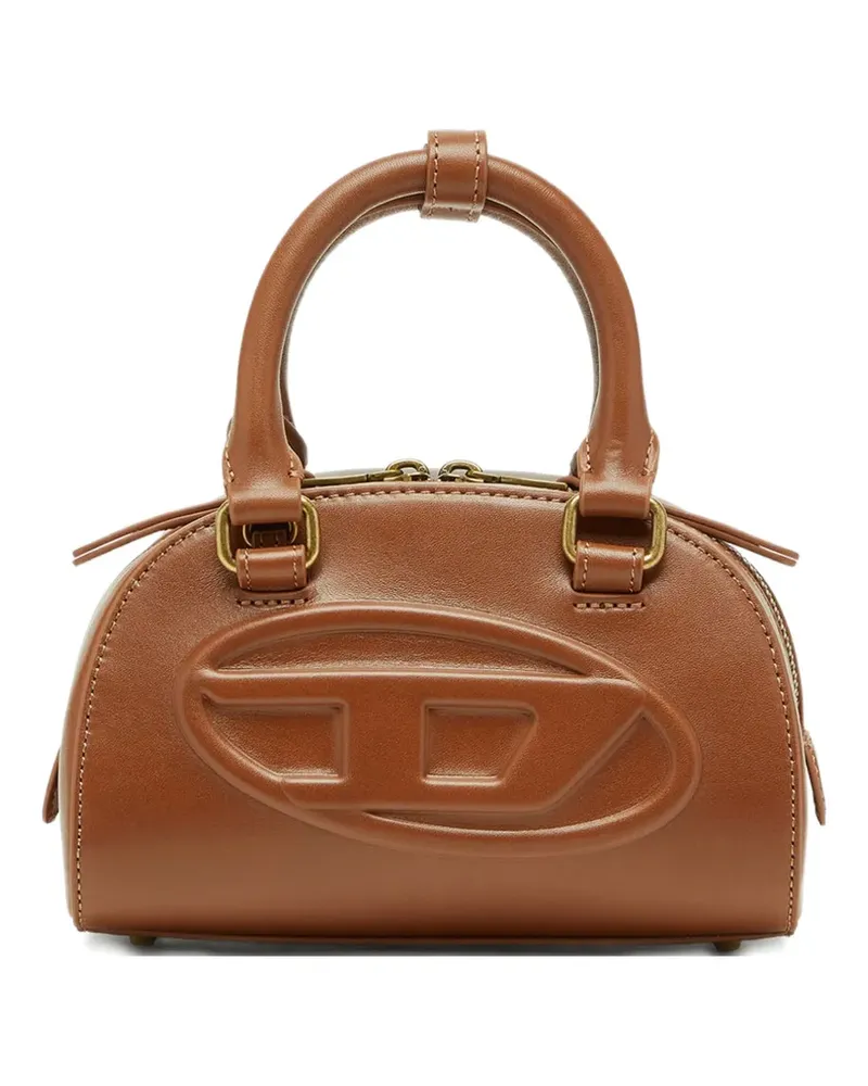 Diesel 1DR dome embossed oval logo crossbody bag - Braun Braun