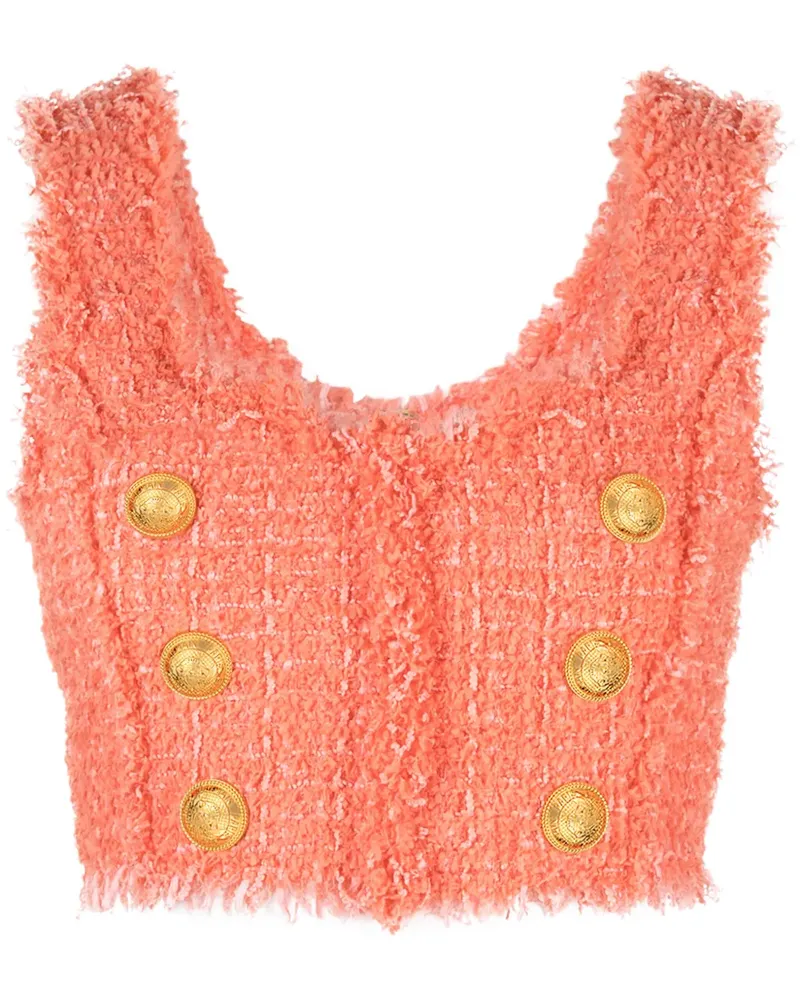 Balmain Tweed-Oberteil - Orange Orange