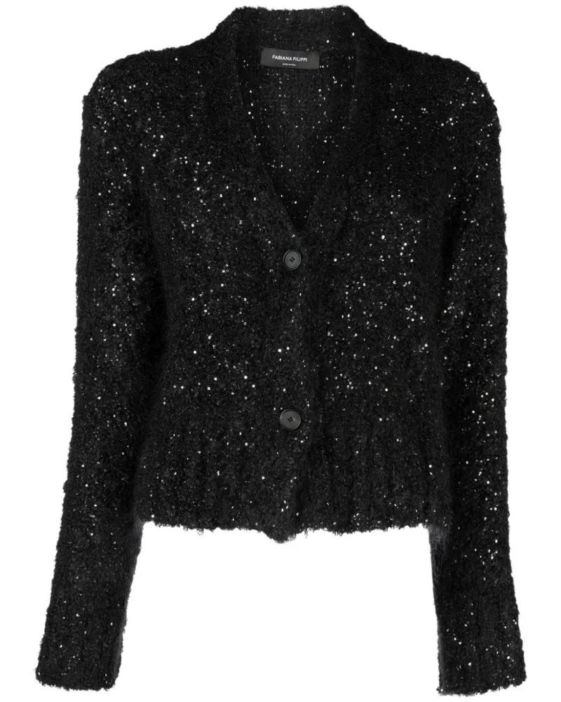 Fabiana Filippi Cardigan mit Pailletten - Schwarz Schwarz