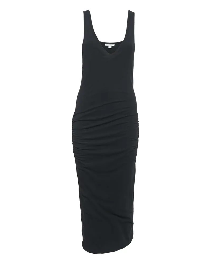 James Perse Gerafftes Midikleid - Schwarz Schwarz
