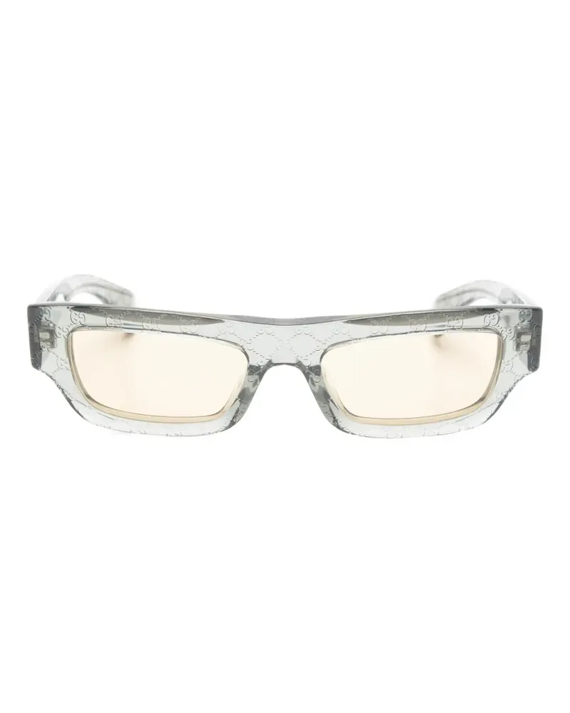 Gucci monogram-print rectangle-frame sunglasses - Grau Grau