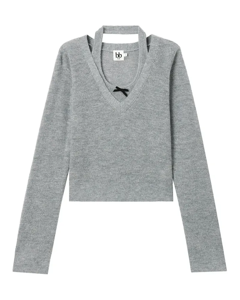 b+ab Pullover im Layering-Look mit Schleife - Grau Grau