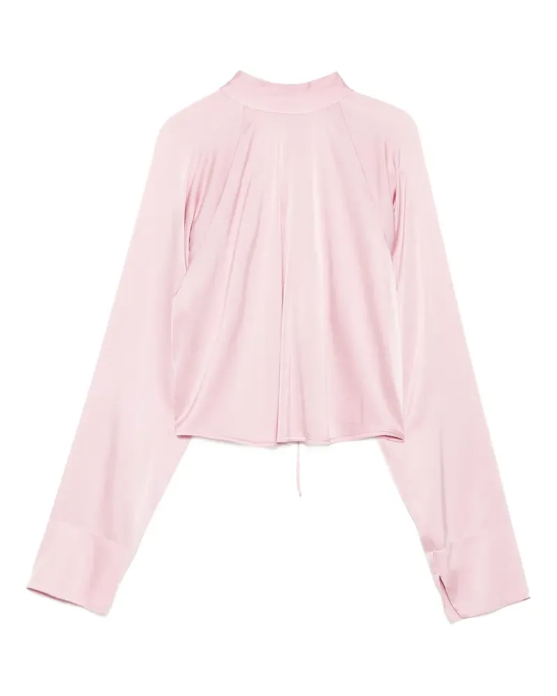 forte_forte Cropped-Bluse mit Schnürung - Rosa Rosa