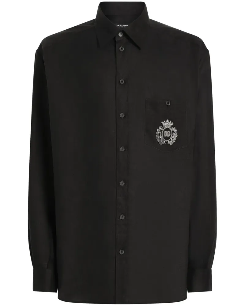 Dolce & Gabbana Hemd mit Logo-Stickerei - Schwarz Schwarz