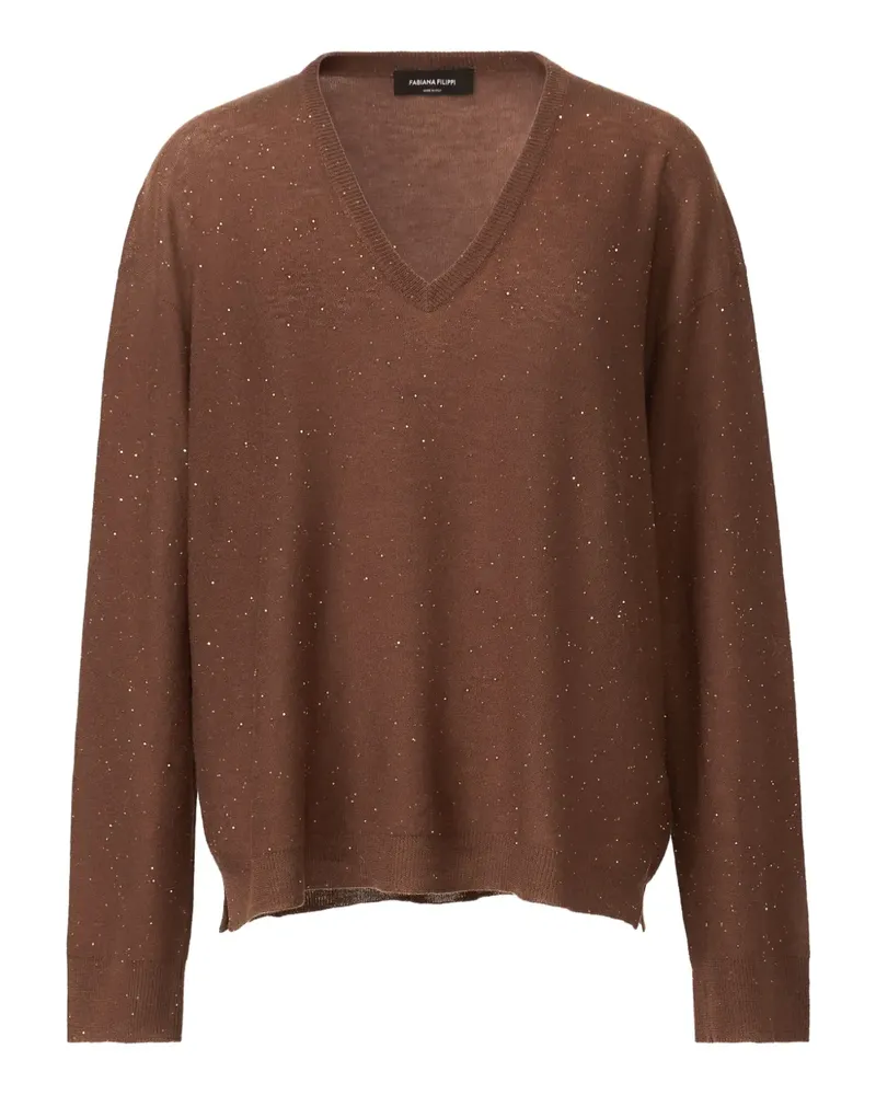 Fabiana Filippi Pullover mit Pailletten - Braun Braun