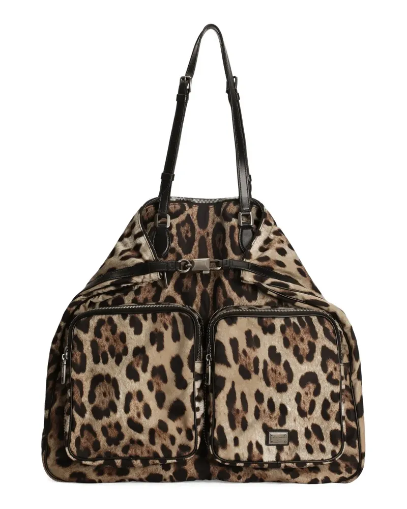 Dolce & Gabbana Schultertasche mit Leoparden-Print - Nude Nude