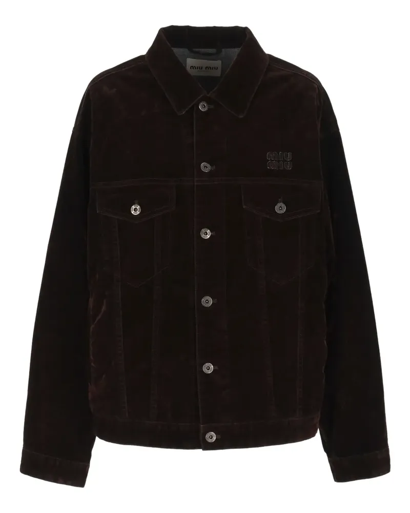 Miu Miu Jacke mit Logo - Braun Braun