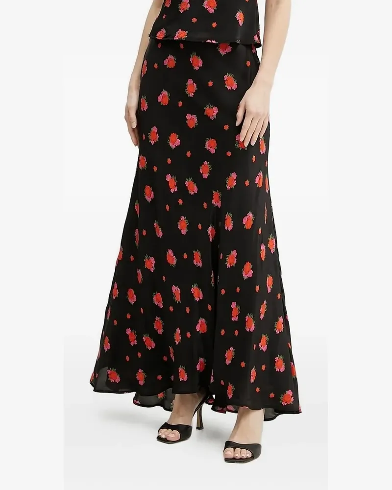 Bardot Ausgestellter Rock mit Blumen-Print - Schwarz Schwarz