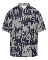 Alexander McQueen McQueen Graffiti-Jeanshemd Blau