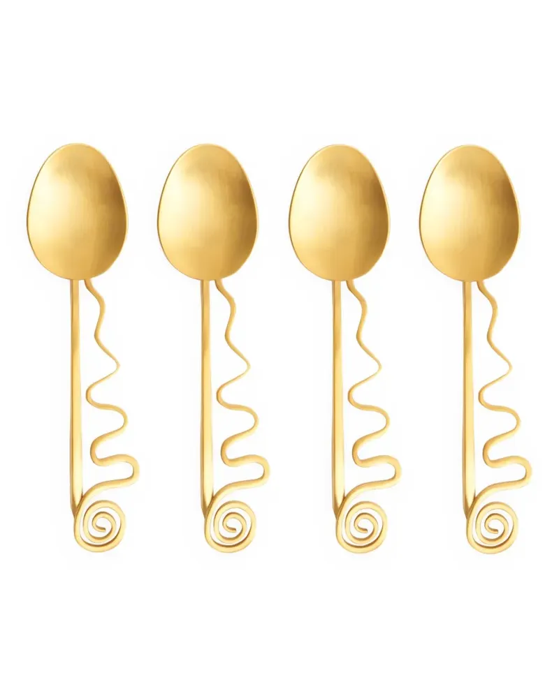 L’OBJET Goldfarbenes Löffel-Set mit Spiralgriff Gold