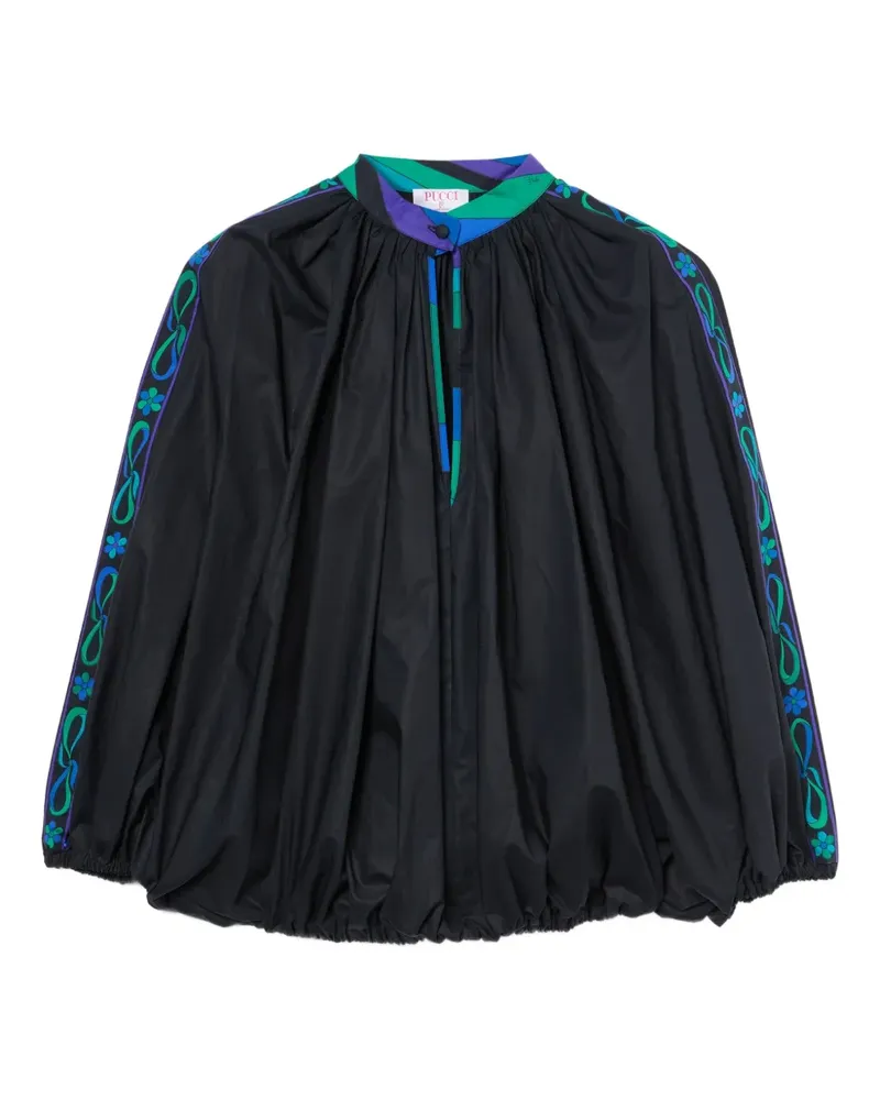 Emilio Pucci Bestickte Bluse mit Mandarinkragen - Schwarz Schwarz