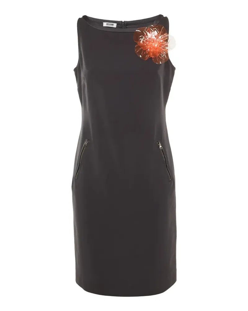 Moschino flower-brooch crepe mini dress - Schwarz Schwarz
