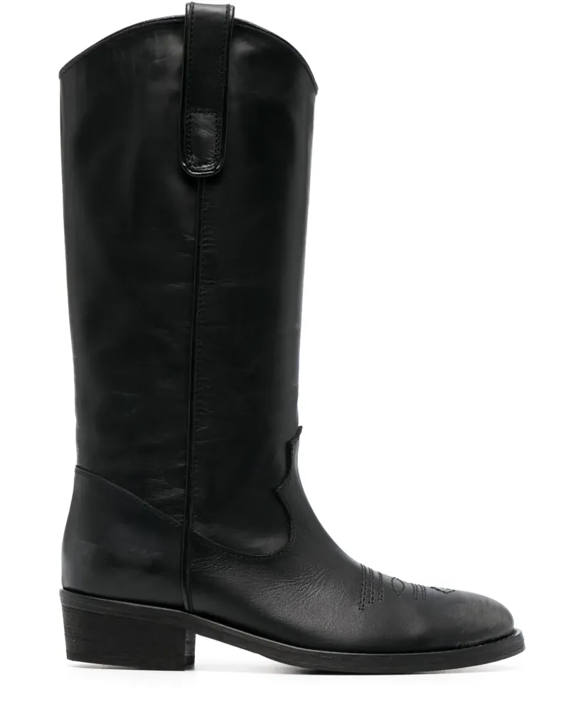 Via Roma 15 Cowboystiefel aus Leder 40mm - Schwarz Schwarz