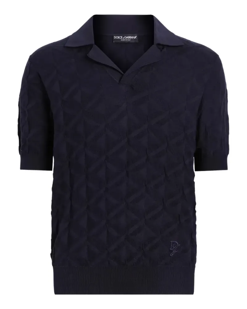 Dolce & Gabbana geometric-pattern camp-collar polo shirt - Blau Blau