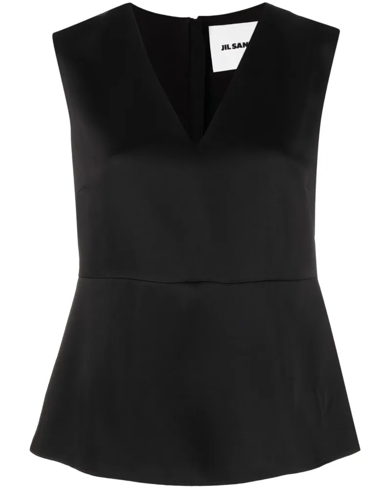 Jil Sander Tanktop mit V-Ausschnitt Schwarz