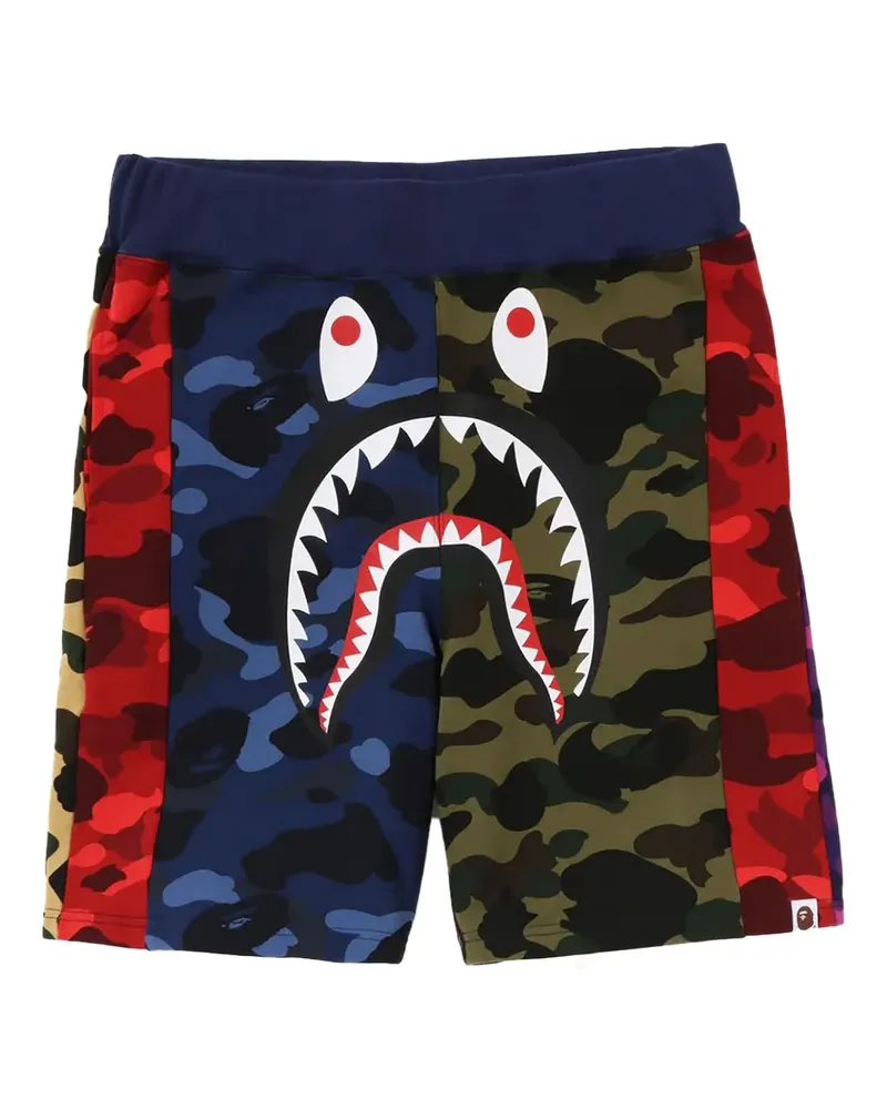 BAPE Crazy Camo Joggingshorts mit Hai-Print - Blau Blau