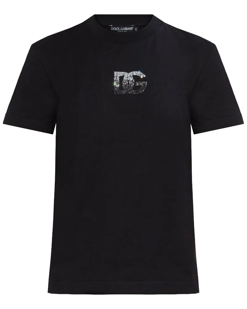 Dolce & Gabbana T-Shirt mit Logo-Applikation - Schwarz Schwarz
